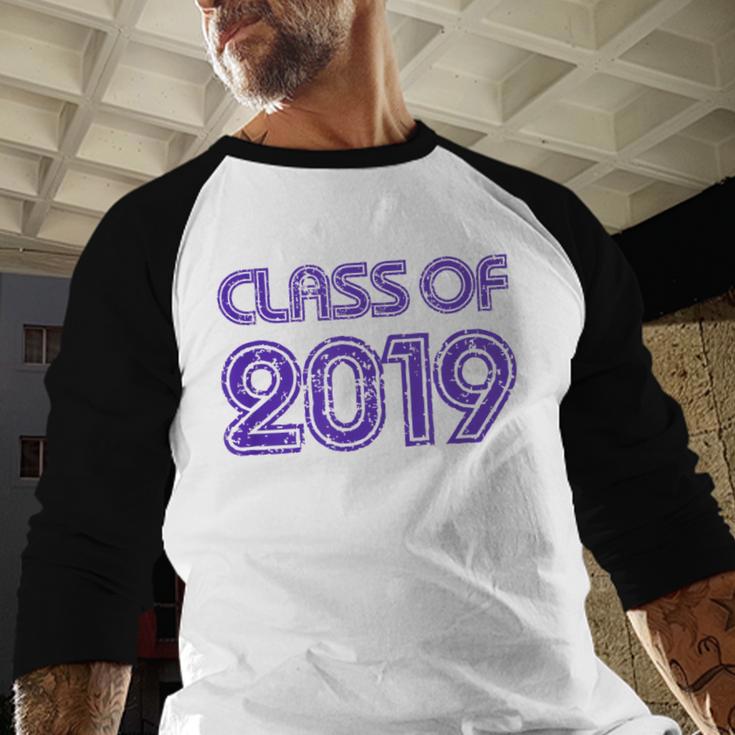 Class Of 2019 High School Graduation Purple Senior Baseball Raglan Shirt