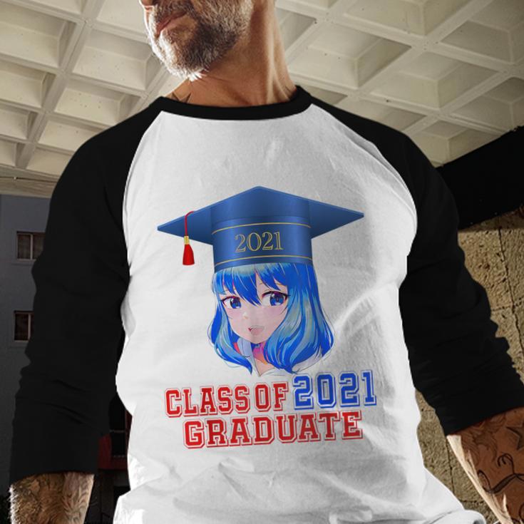 Class Of 2021 Graduate Kawaii Anime Girl School Graduation Baseball Raglan Shirt