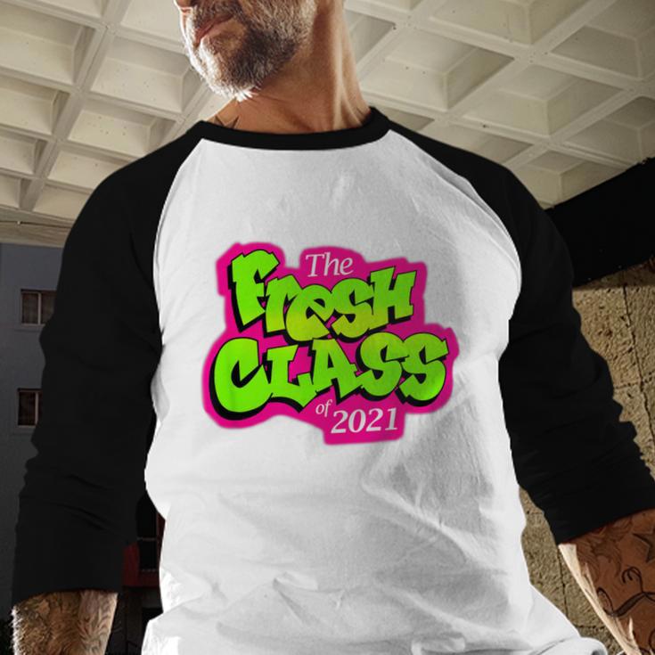 Class Of 2021 Senior Fresh 90's TV Style Grad For Graduation Baseball Raglan Shirt
