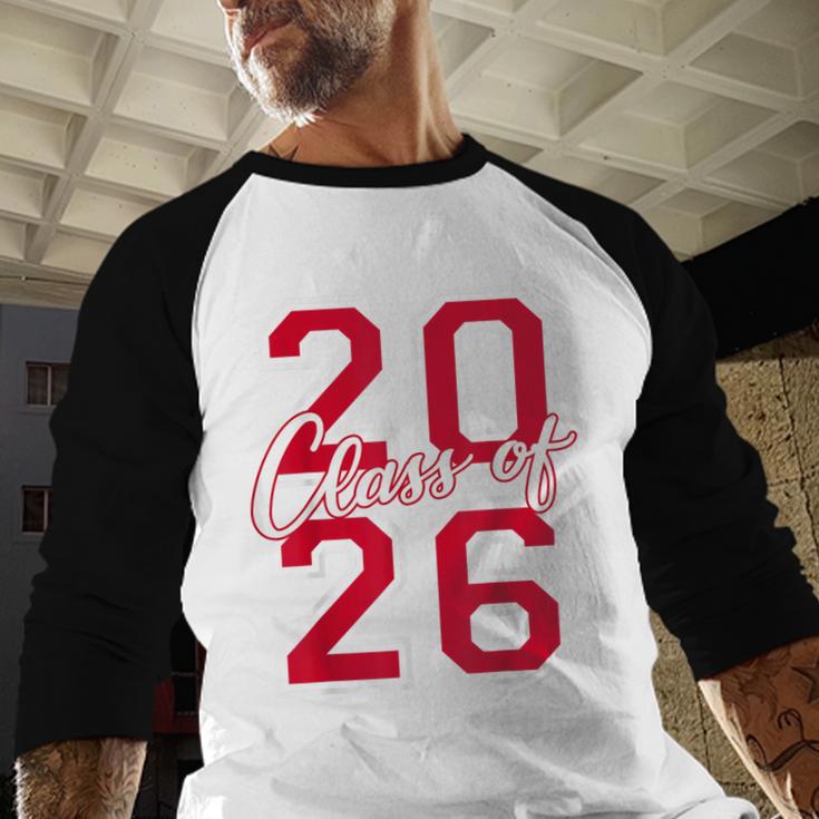 Class Of 2026 Graduation Red With Varsity Letters Baseball Raglan Shirt