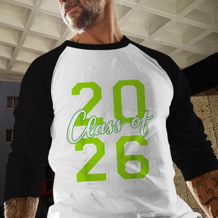 Class Of 2026 Graduation Varsity Lime Green Letters Baseball Raglan Shirt