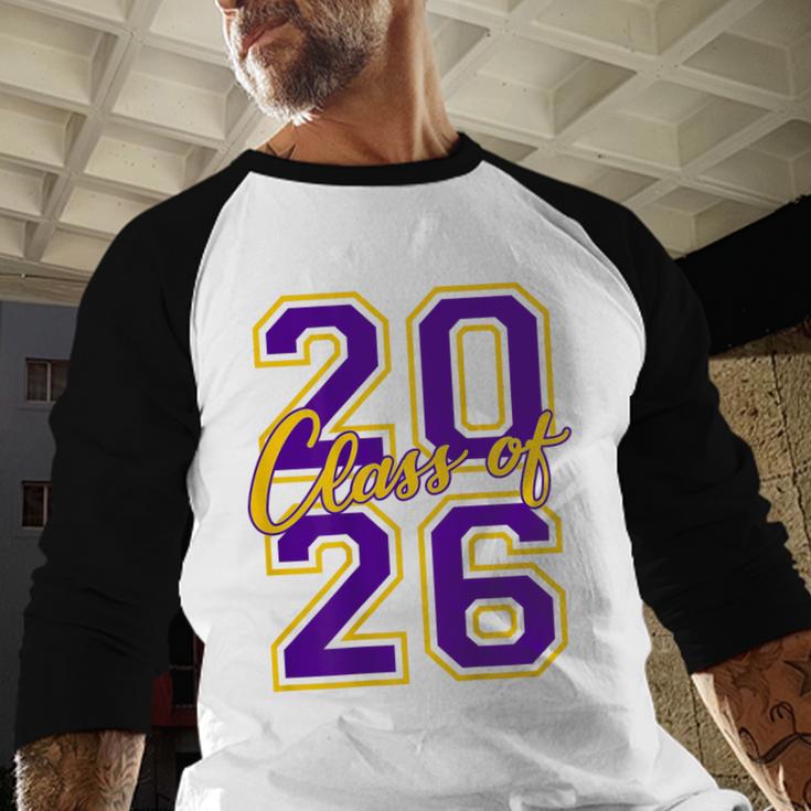 Class Of 2026 Graduation Varsity Purple Yellow On The Back Baseball Raglan Shirt