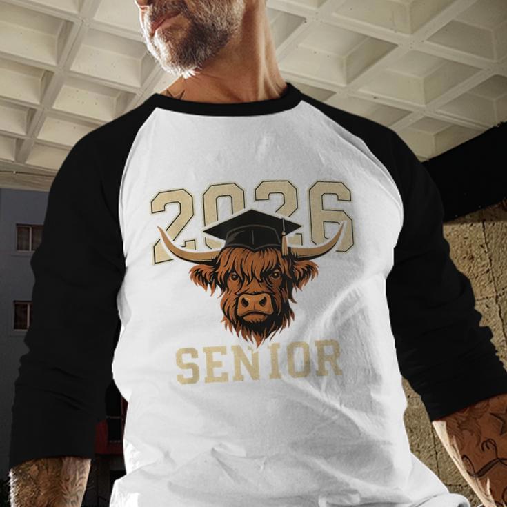 Class Of 2026 Highland Cow Senior Graduation School Pride Baseball Raglan Shirt