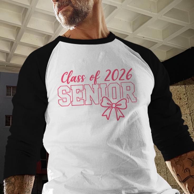 Class Of 2026 Pink Coquette Bow Cap Senior 2026 Graduation Baseball Raglan Shirt
