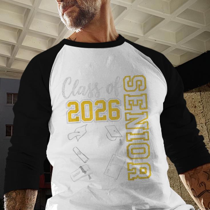 Class Of 2026 Senior 26 High School Graduation -Gold Baseball Raglan Shirt