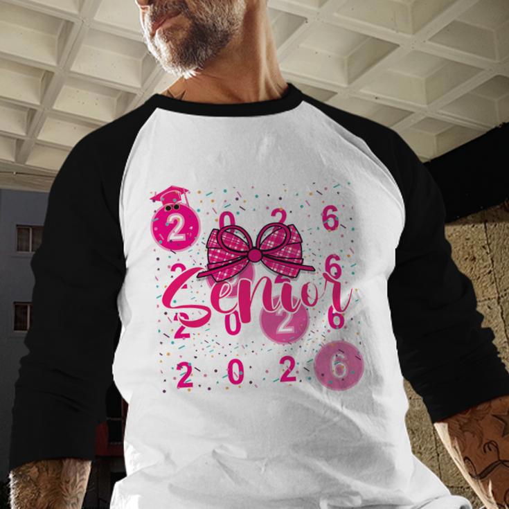 Class Of 2026 Senior Coquette Pink Bow Graduation Family Premium Tri-Blend Baseball Raglan Shirt
