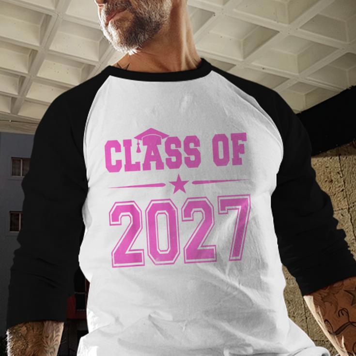 Class Of 2027 Pink Girls Shirt Graduation Baseball Raglan Shirt