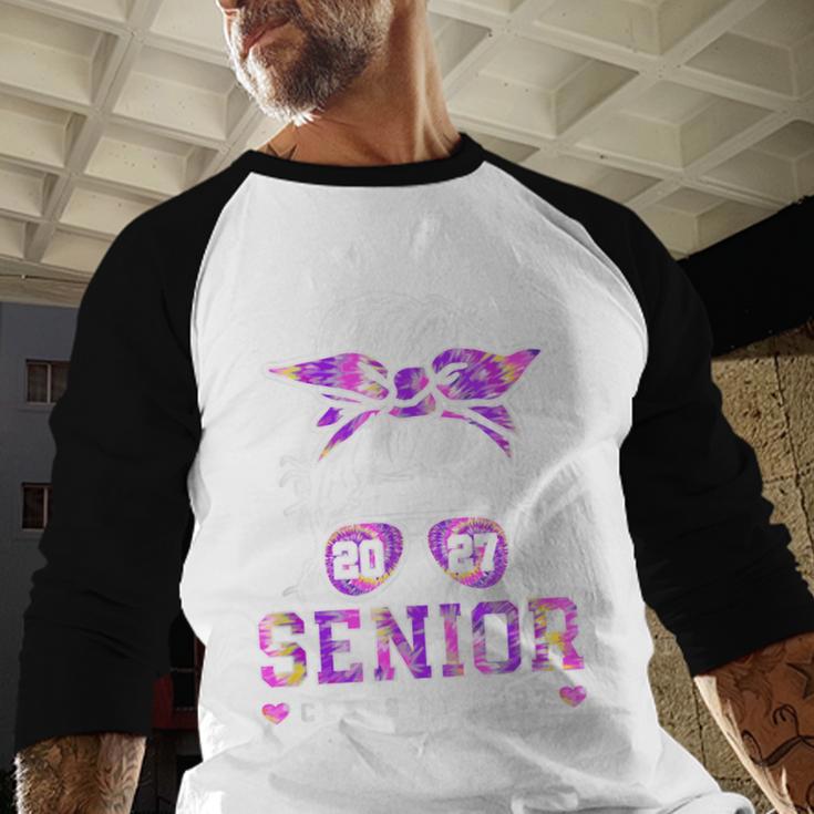 Class Of 2027 Senior Coquette Bow Messy Hair 26 Graduation Baseball Raglan Shirt