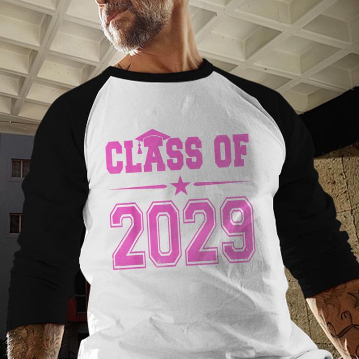 Class Of 2029 Pink Girls Shirt Graduation Baseball Raglan Shirt