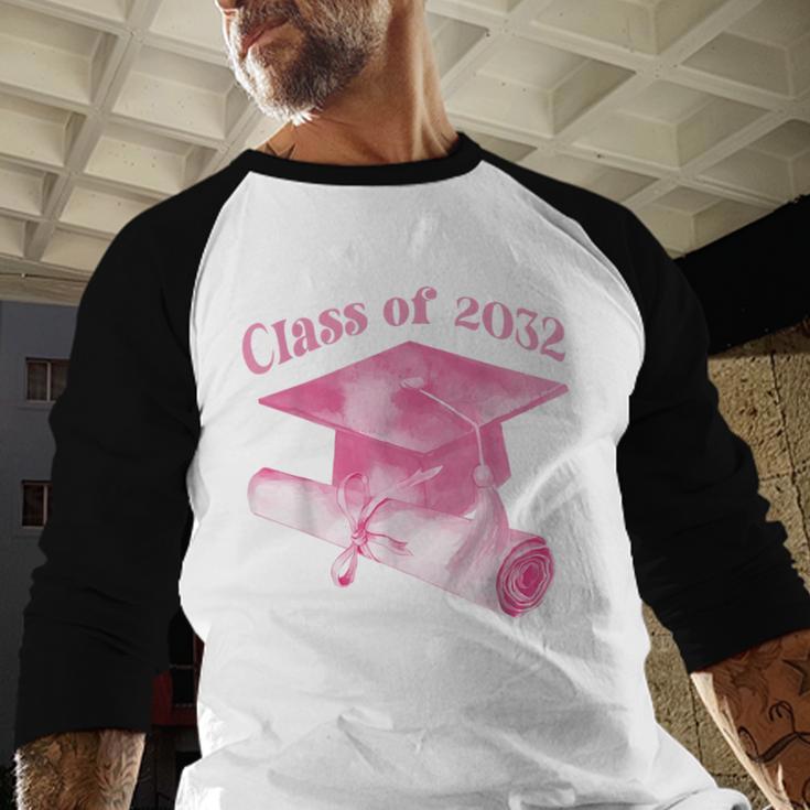 Class Of 2032 Senior 2032 Back To School 2032 Graduation Cap Baseball Raglan Shirt