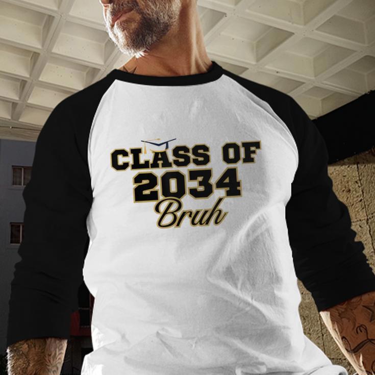 Class Of 2034 Senior 2034 Graduation Bruh Baseball Raglan Shirt