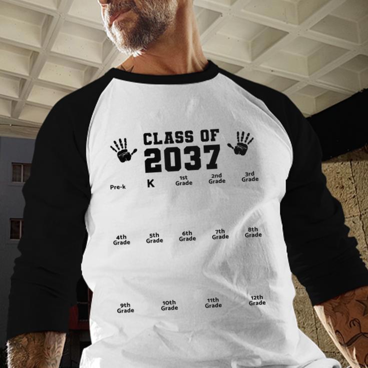 Class Of 2037 Handprint Grow With Me Pre-k Graduation Baseball Raglan Shirt