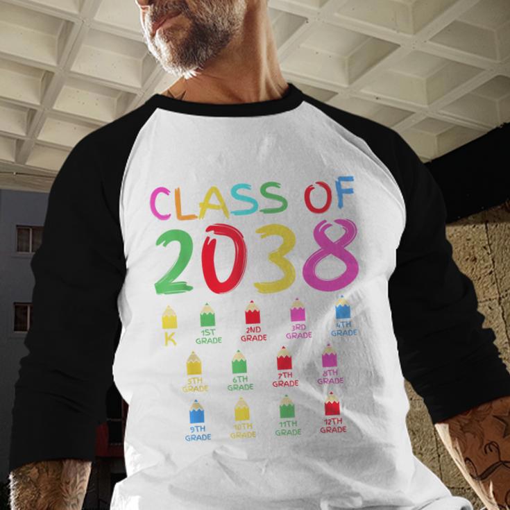 Class Of 2038 Senior Class 2038 Idea Graduation Grow With Me Baseball Raglan Shirt