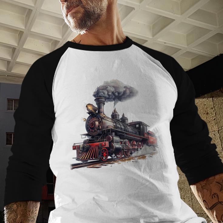 Classic Steam Train Enthusiasts Nostalgia For Train Lovers Baseball Raglan Shirt Classic Steam Train Enthusiasts Nostalgia For Train Lovers Baseball Raglan Shirt