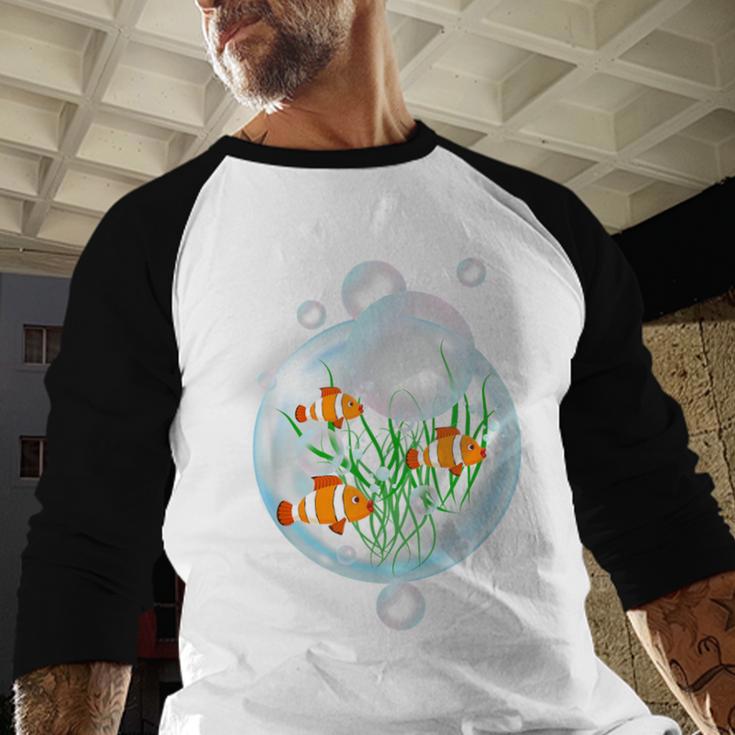 Clownfish Anemonefish Bubbles Water Frutiger Aero Y2K Style Baseball Raglan Shirt