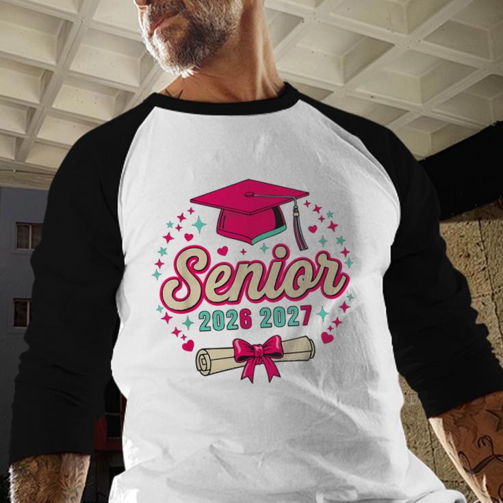Coquette Pink Bow Senior 2026 2027 Graduation Baseball Raglan Shirt