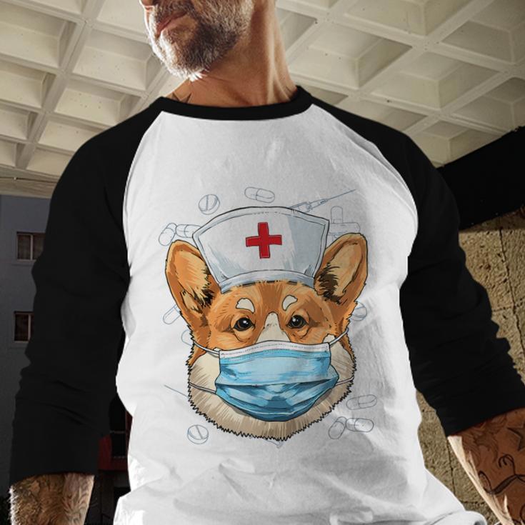 Corgi Dog Nurse RN Nursing School Graduation Baseball Raglan Shirt