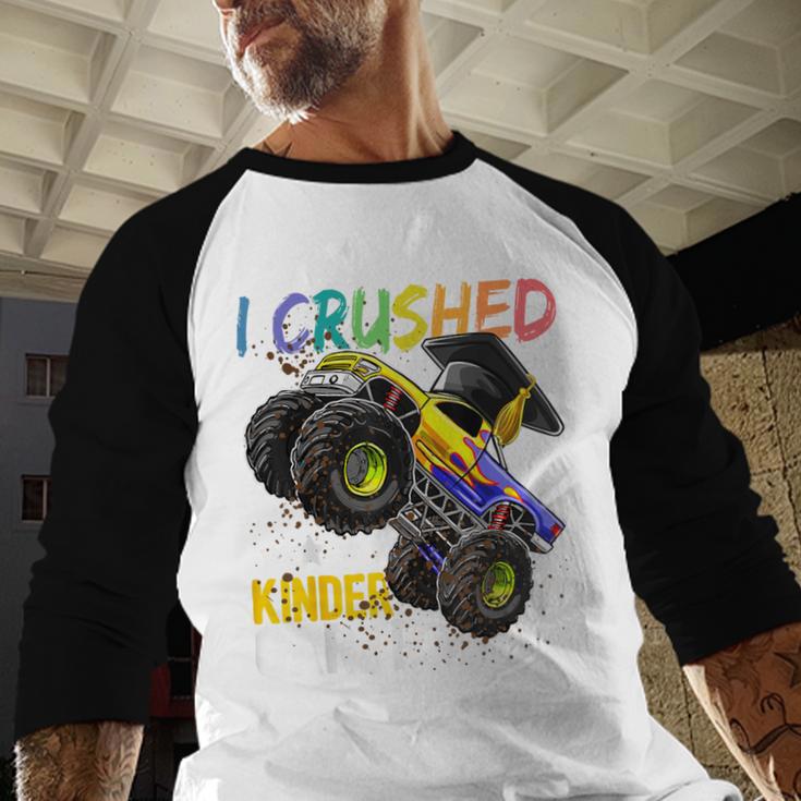 I Crushed Kindergarten Monster Truck Graduation Boys Small Baseball Raglan Shirt