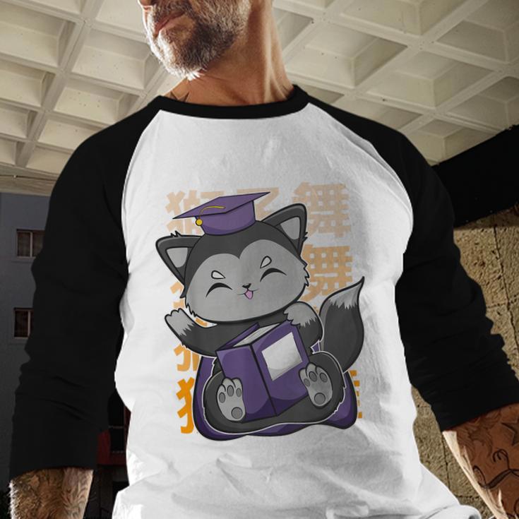 Cute Anime Fox Graduate Of A Class For Graduation Baseball Raglan Shirt