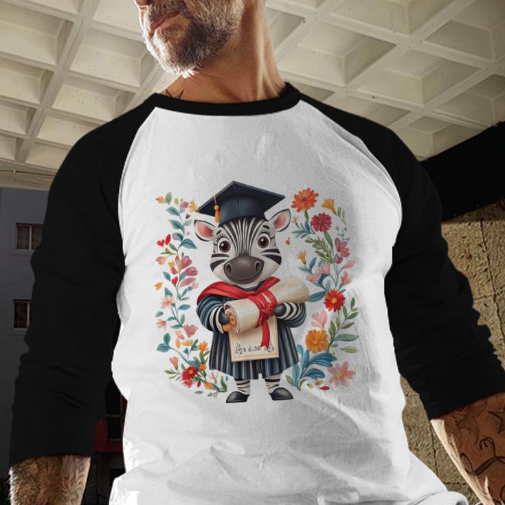 Cute Graduation Zebra Holding DiplomaShirt Baseball Raglan Shirt