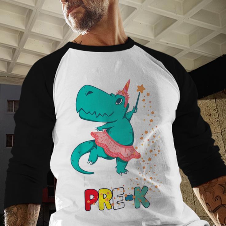 Cute Magical Ballerina Dino Unicorn Pre-K Graduation Baseball Raglan Shirt