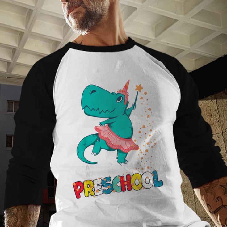 Cute Magical Ballerina Dino Unicorn Preschool Graduation Baseball Raglan Shirt