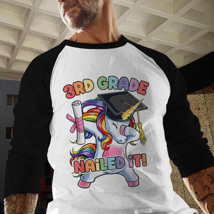 Dabbing 3rd Grade Unicorn Graduation Class Of 2021 Nailed It Baseball Raglan Shirt