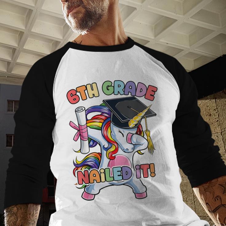 Dabbing 6th Grade Unicorn Graduation Class Of 2020 Nailed It Baseball Raglan Shirt