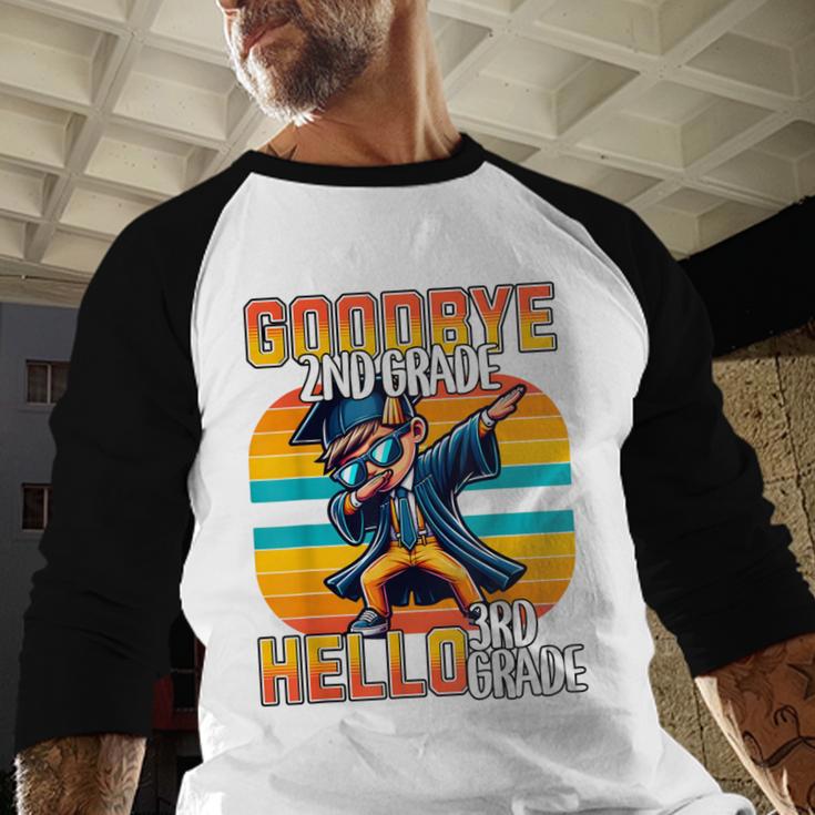 Dabbing Boy Goodbye 2nd Grade Hello 3rd Grade Graduation Baseball Raglan Shirt