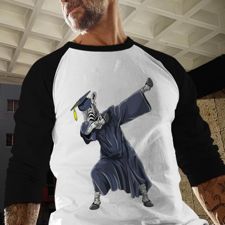 Dabbing Graduate Zebra Team Mascot Graduation Senior Shirt Baseball Raglan Shirt
