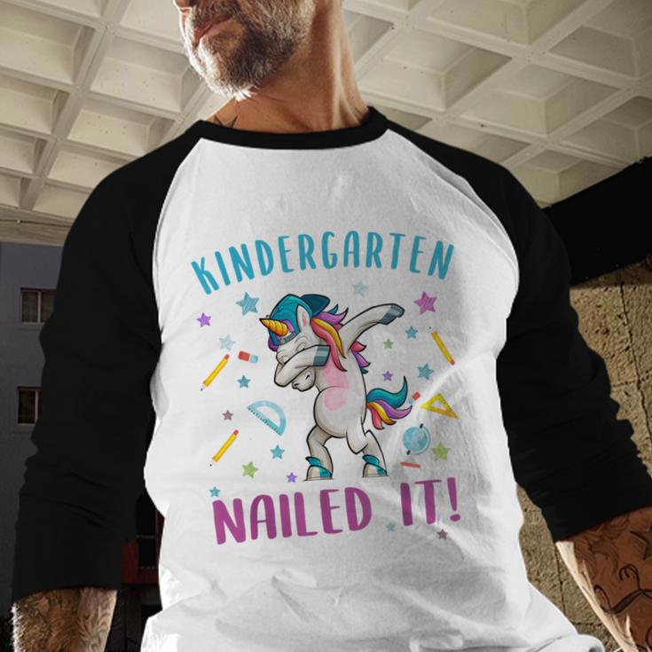 Dabbing Kindergarten Unicorn Graduation Class 2021 Nailed It Baseball Raglan Shirt