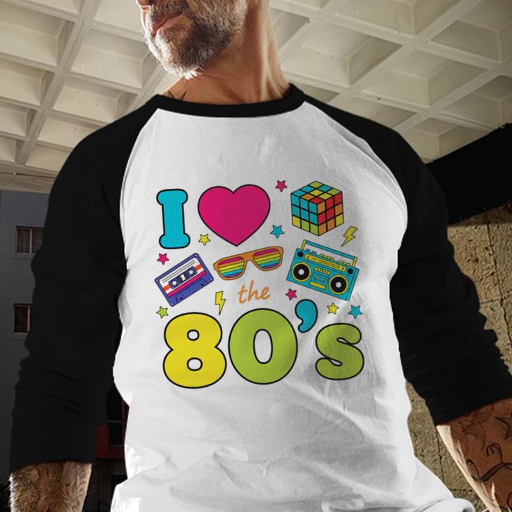 Dad I Love The 80's Retro 80s Nostalgia For Dad Premium Tri-Blend Baseball Raglan Shirt