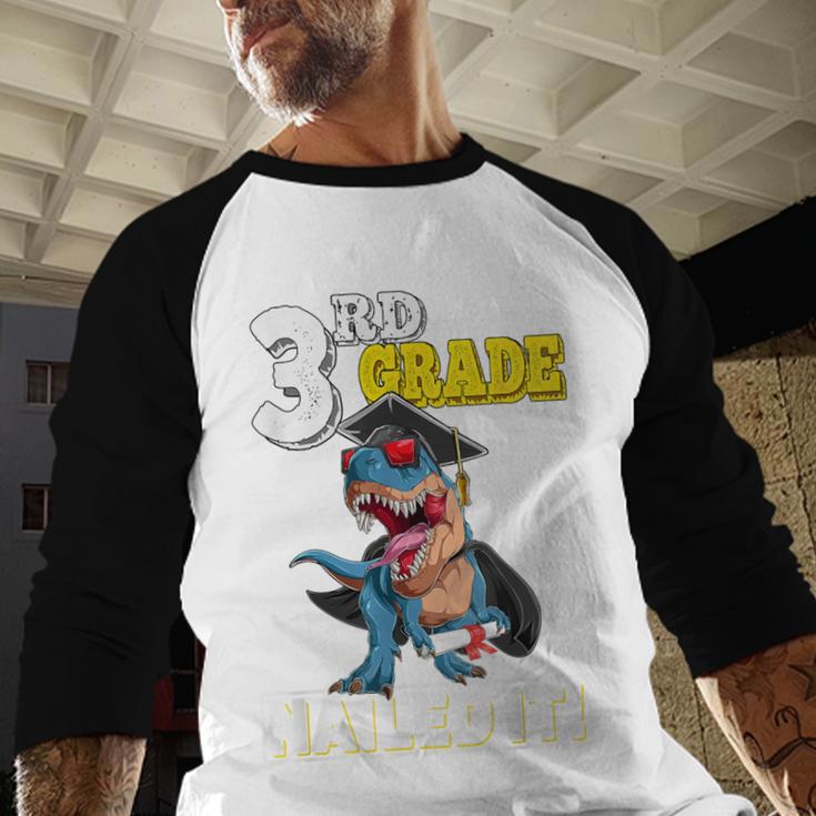 Dinosaur Graduation Cap Gown 3rd Grade Graduate Nailed It Baseball Raglan Shirt