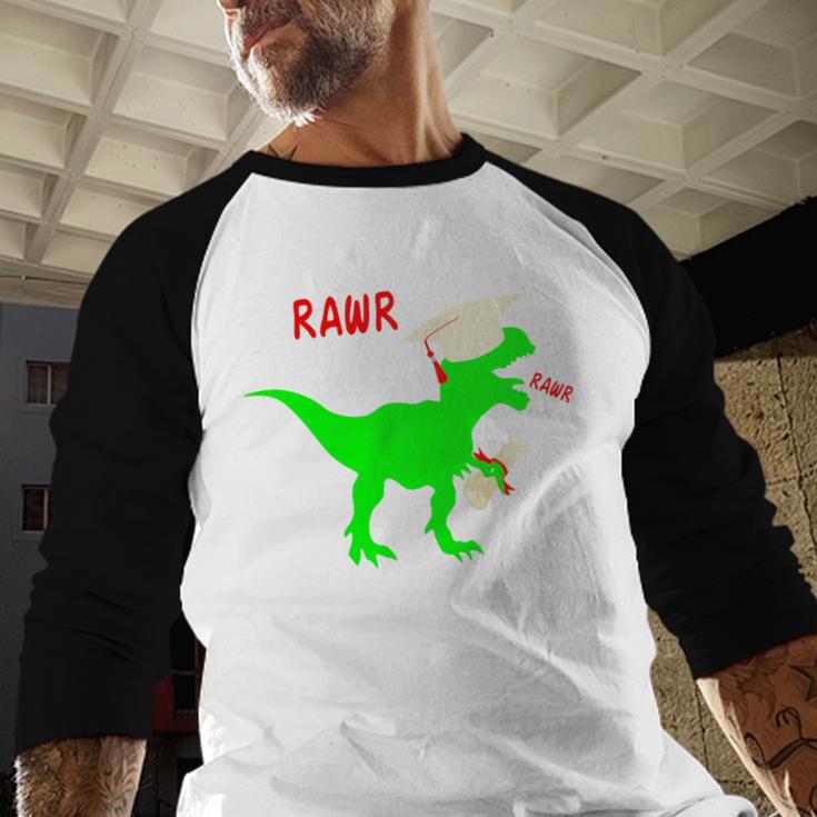 Dinosaur Rawr Diploma Grad Graduate Graduation Baseball Raglan Shirt