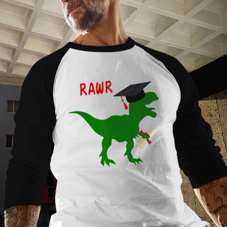 Dinosaur Rawr Diploma Graduate Graduation Baseball Raglan Shirt