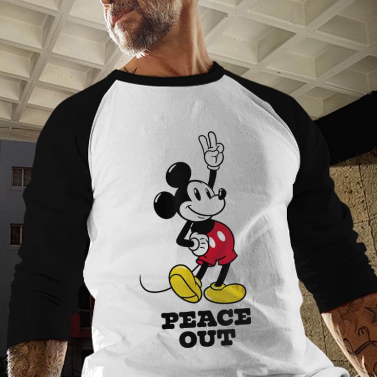 Disney Mickey Mouse Peace Out Totally Retro Graduation Baseball Raglan Shirt