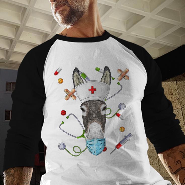Donkey Nurse RN ER Nursing School Graduation Baseball Raglan Shirt