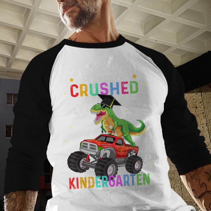 I Easily Crushed Kindergarten Graduation 2022 Truck Dinosaur Baseball Raglan Shirt