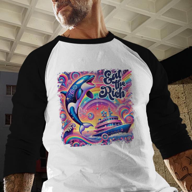 EAT THE RICH 90S NOSTALGIA WHALE ORCA YAHCT RETRO Baseball Raglan Shirt EAT THE RICH 90S NOSTALGIA WHALE ORCA YAHCT RETRO Baseball Raglan Shirt
