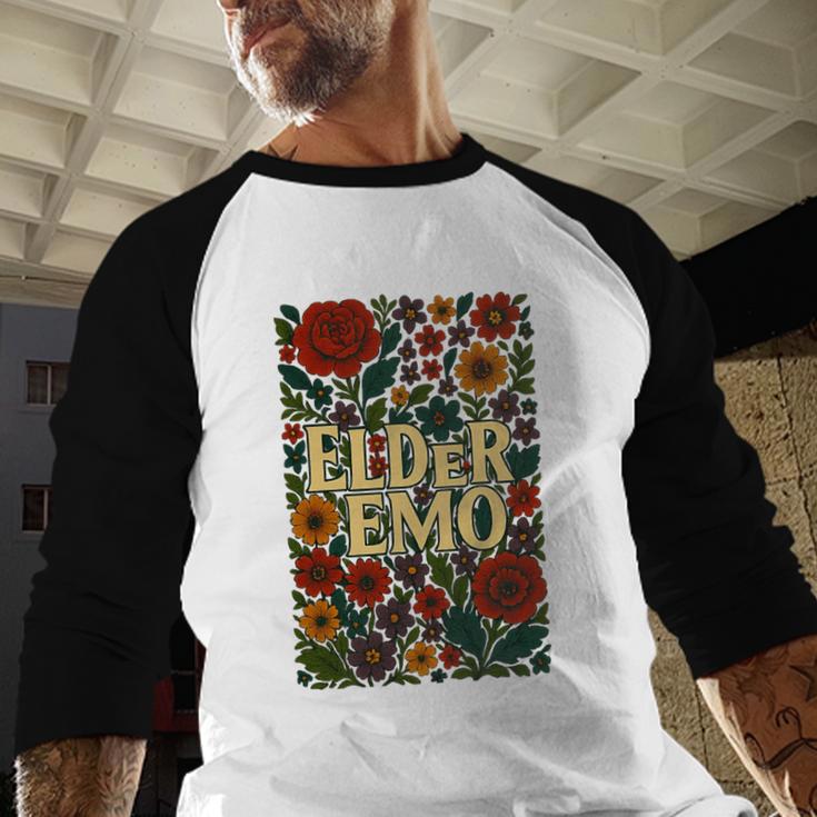 Elder Emo Floral Gothic Vintage Nostalgia Premium Tri-Blend Baseball Raglan Shirt