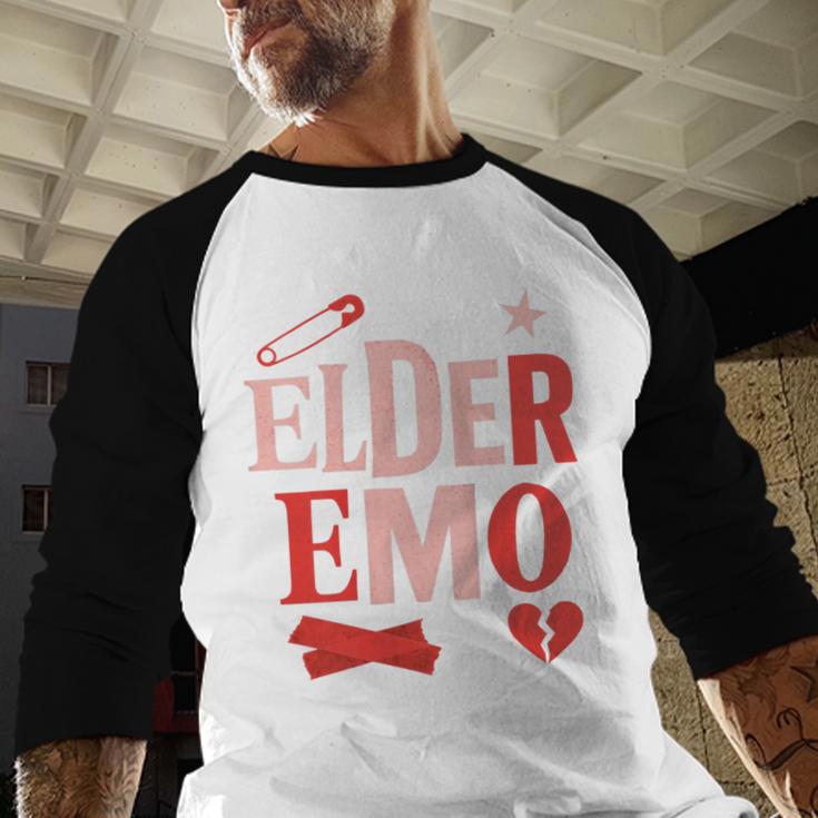 Elder Emo Retro Punk Typography Nostalgia Baseball Raglan Shirt