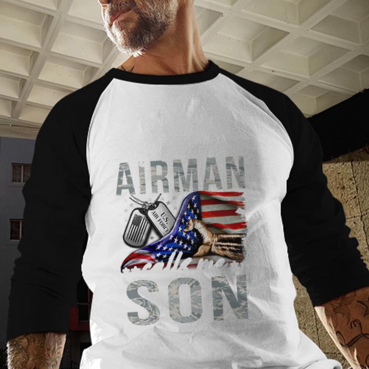 My Favorite Airman Calls Me Son Air Force Graduation Son Baseball Raglan Shirt
