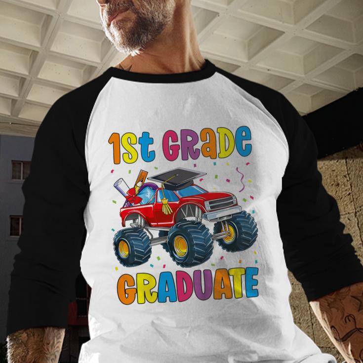 First Grade Graduation Monster Truck 1st Grade Graduate Baseball Raglan Shirt