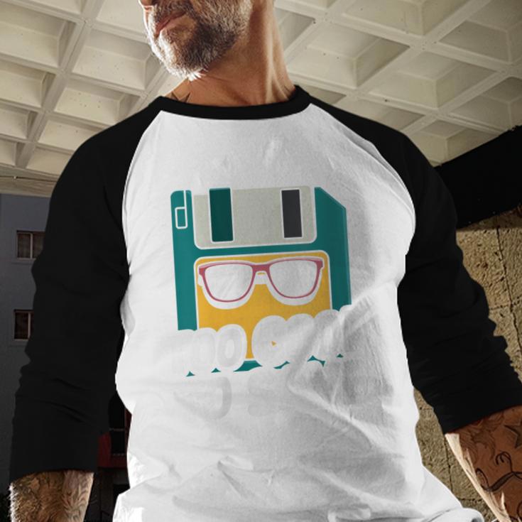 Floppy Disk Retro Tech Nostalgia Old School Computing Humor Baseball Raglan Shirt