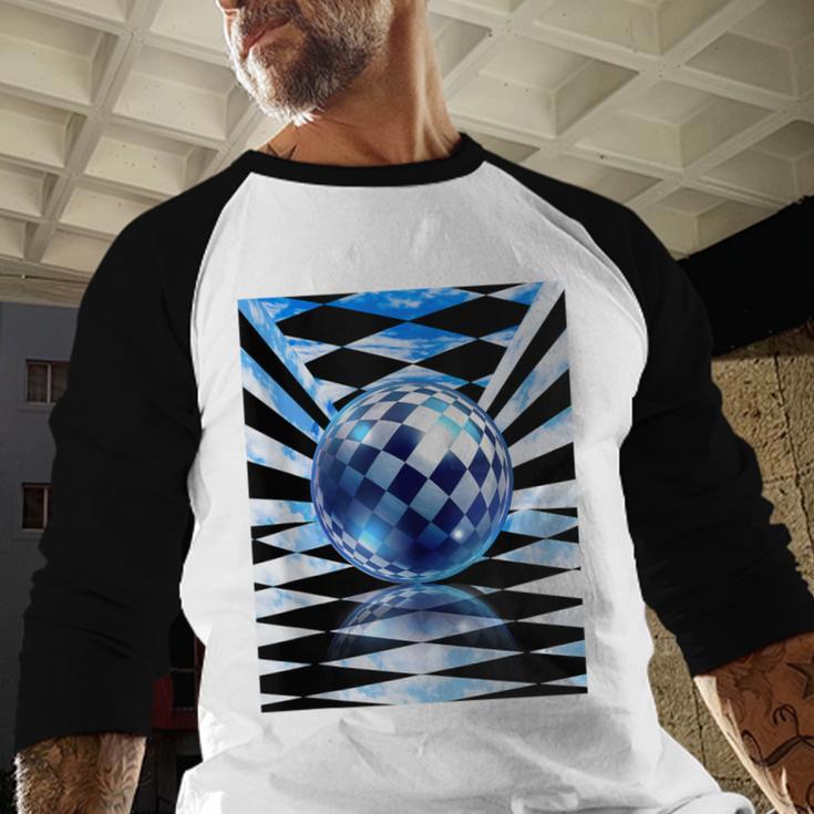 Frutiger Aero Aesthetic Tech Checkered Room Orb Sky Baseball Raglan Shirt