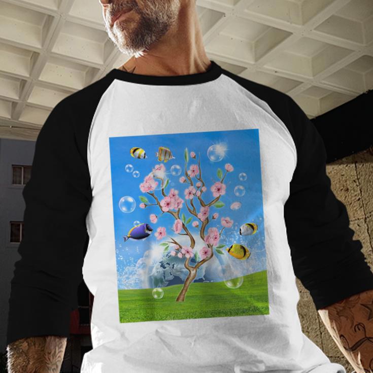 Frutiger Aero Aesthetic Tech Cherry Blossom Fishes Bubbles Raglan Baseball Tee Baseball Raglan Shirt Frutiger Aero Aesthetic Tech Cherry Blossom Fishes Bubbles Raglan Baseball Tee Baseball Raglan Shirt