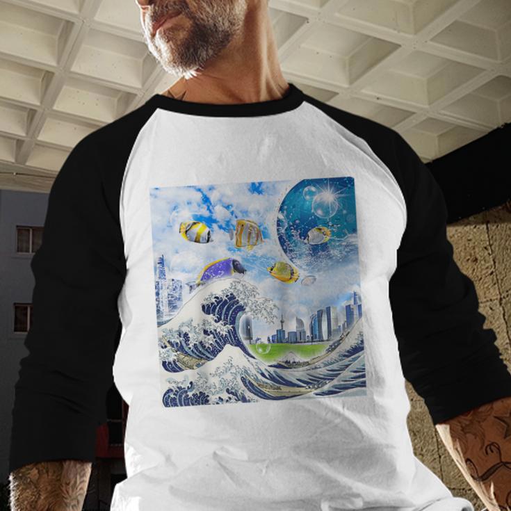 Frutiger Aero Aesthetic Tech Great Wave Of Kanagawa Fishes Raglan Baseball Tee Baseball Raglan Shirt Frutiger Aero Aesthetic Tech Great Wave Of Kanagawa Fishes Raglan Baseball Tee Baseball Raglan Shirt