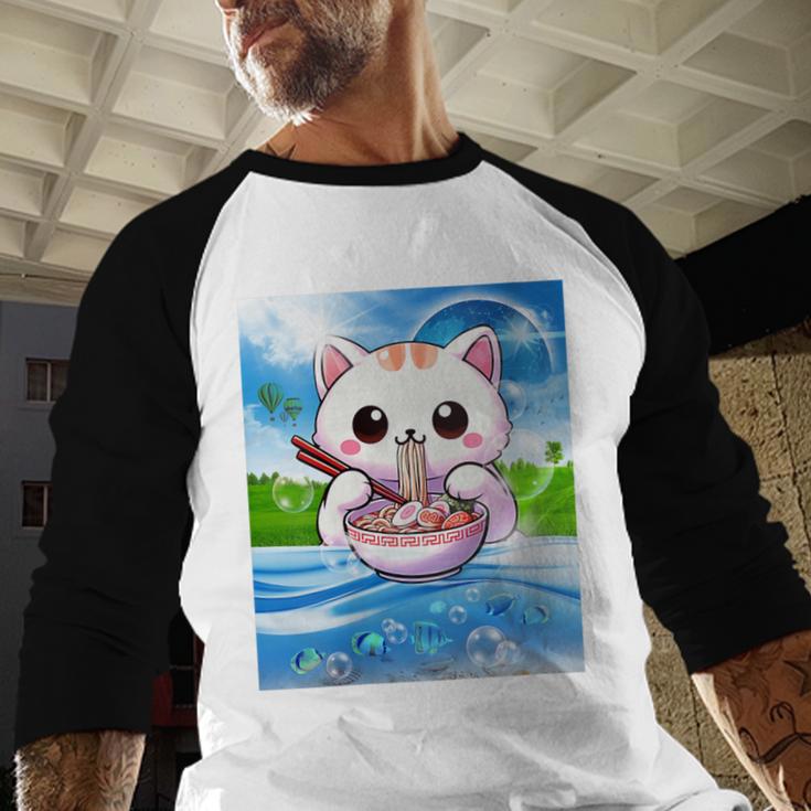 Frutiger Aero Aesthetic Tech Kawaii Ramen Cat Fishes Baseball Raglan Shirt Frutiger Aero Aesthetic Tech Kawaii Ramen Cat Fishes Baseball Raglan Shirt