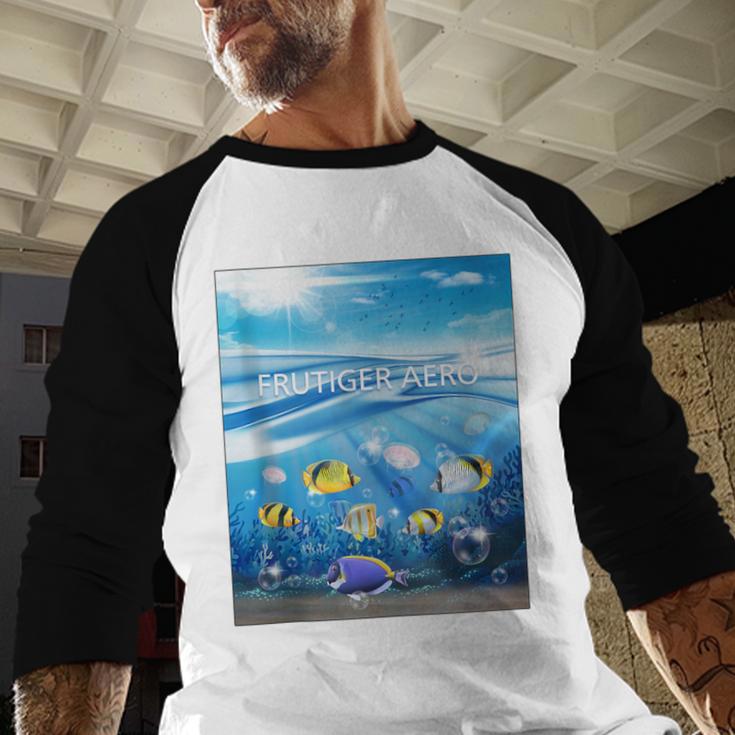 Frutiger Aero Aesthetic Tech Ocean Underwater Fishes Baseball Raglan Shirt Frutiger Aero Aesthetic Tech Ocean Underwater Fishes Baseball Raglan Shirt