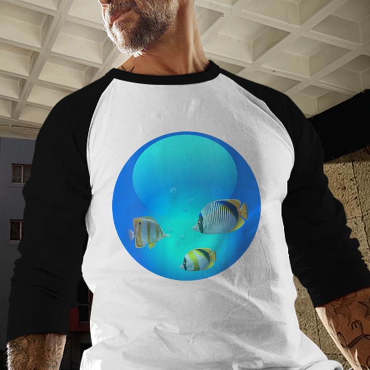 Frutiger Aero Aesthetic Tech Orb Fishes Baseball Raglan Shirt